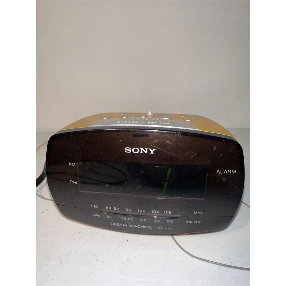 VTG RARE SONY Dream Machine ICF-C111 Radium Gold Orange Alarm Clock Radio TESTED